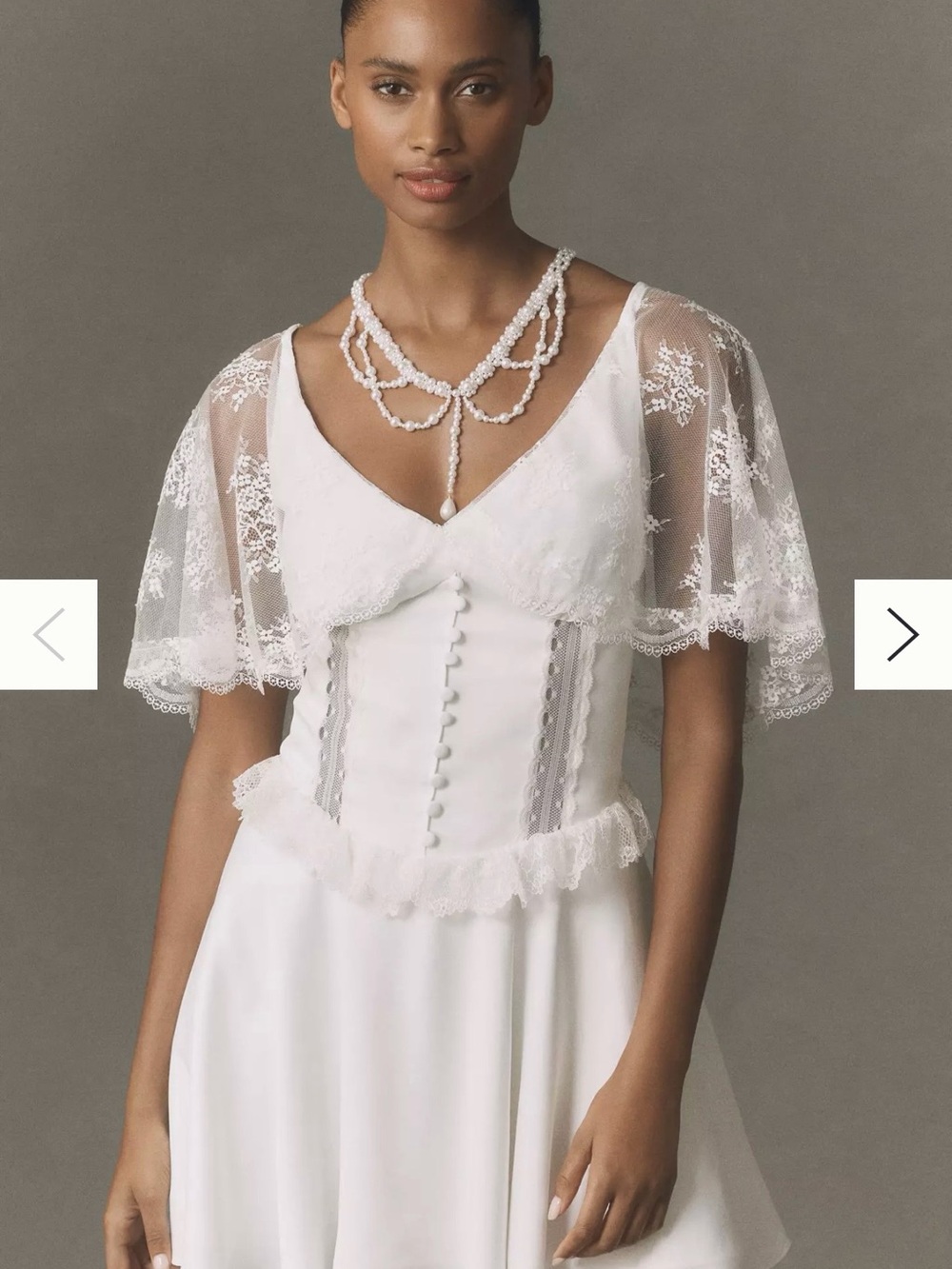 BHLDN White Lace Corset Dress with Sheer Flutter Sleeves